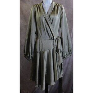 Club L London Silky Grey Ruffle Wrap Dress